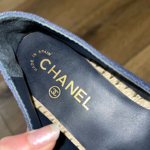 Authentic Chanel Navy & Green Embroidered Quilted Espadrilles Size 37/6 - Picture 10 of 13